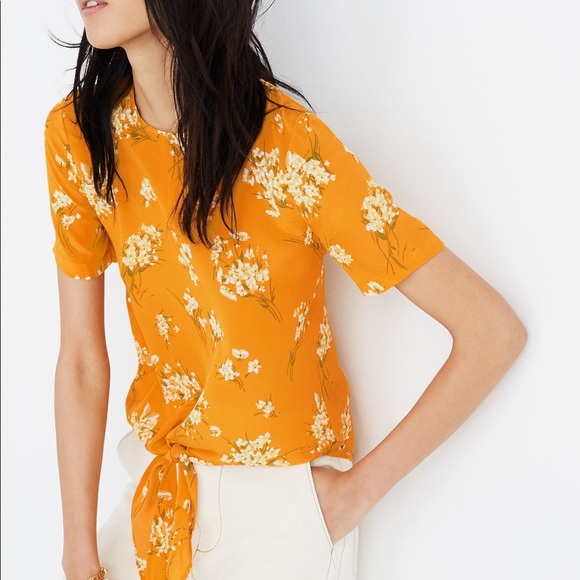 Madewell Tops - Madewell silk button back tie tee